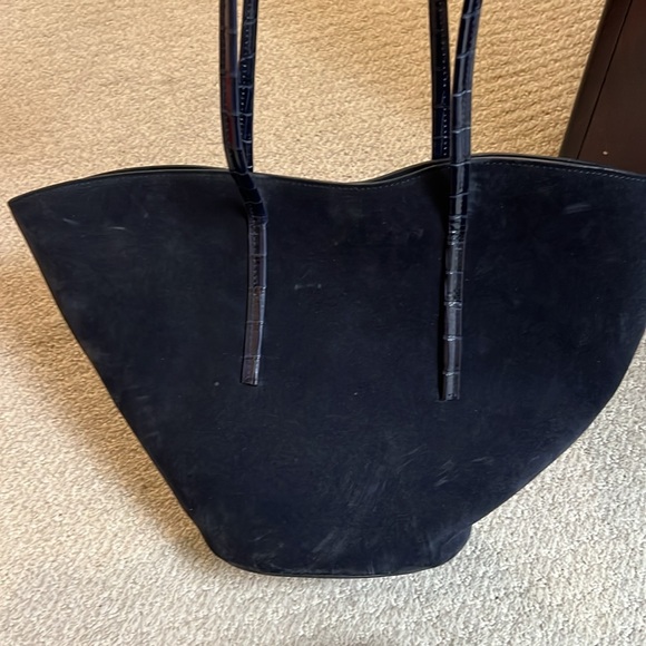 Little Liffner Blue Navy Small Suede Tulip Bag Purse - Picture 5 of 7